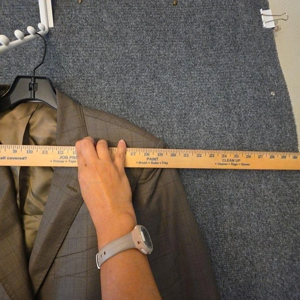 Pronto Uomo Suit Mens 40 34x29 Brown Wool Check 2 Piece Jacket Pants Formal